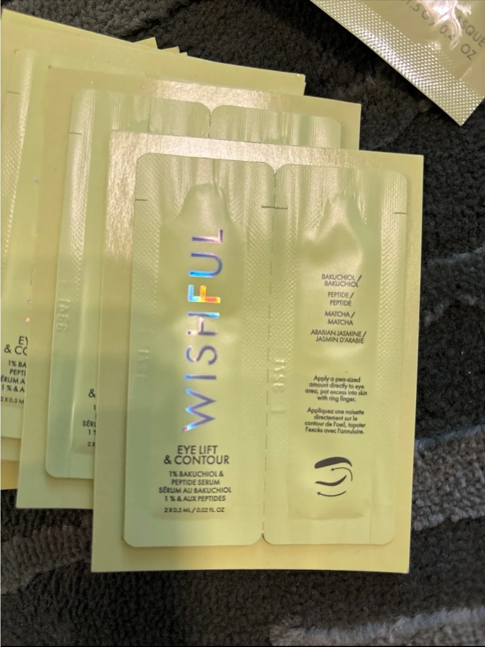 WISHFUL Chin Lift Masks and samples
